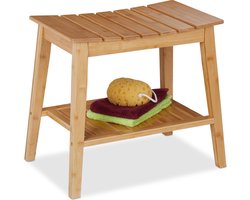Badkamer bankje met plank - bamboe - 45 x 51,5 x 34 cm
