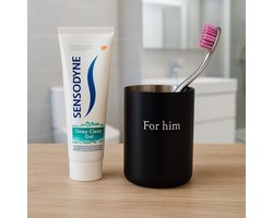 Badkamer beker (met eigen naam) - Laser gegraveerd - RVS - Tandenborstelhouder