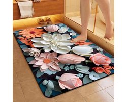 Badkamer deurmat - vloerkleed - Vloermat - Antislipmat - Badkamerkleed - Bloemenprint