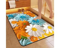 Badkamer deurmat - Vloermat - Antislipmat - Badkamerkleed - Bloemenprint