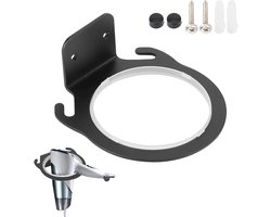 Badkamer föhn houder muur gemonteerd, zwart föhn houder haar droger mount aluminium föhn staan met schroef & pakking