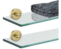 Badkamer glazen plank - Gehard glas met gouden muur montage 16x5 inch (2-pack)
