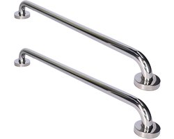 Badkamer handgreep - 2x stuks - zilver - 60 cm - RVS metaal - douche wand handgrepen