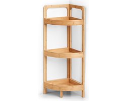 Badkamer hoekkast/rekje - bamboe hout - 29 x 29 x 85 cm - Badkamerrekje - Badkamerkastje