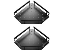 Badkamer Hoekplank - Douche Organizer - Opbergen Badkamer - Messing Constructie - 30 cm - Zwart