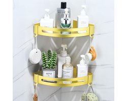 Badkamer Hoekplanken zonder Boren | Roestbestendige Aluminium Douche Caddy met 2 Haken