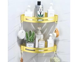 Badkamer Hoekplanken zonder Boren | Roestbestendige Aluminium Douche Caddy met 2 Haken