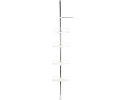 Badkamer Hoekrek – Verstelbaar 105-310 cm – 4-Laags Douche Rek Zonder Boren – Telescopisch Opbergrek met Handdoekstang – Badkamer Organizer