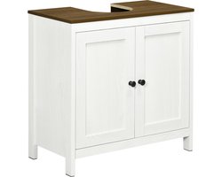 Badkamer Kastje Onder Wastafel - onderkast met 2 deuren met plank - 60 x 30 x 60 cm - wit en houtlook