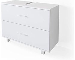 Badkamer kastje onder wastafel - Wastafel onderkast met uitsparing - Wastafelonderkast met lades - Wastafel onderkast met uitsparing - Wastafelonderkast op pootjes - ‎33 x 80 x 60,8 cm - 19,42 kg - Wit
