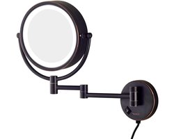 Badkamer Make-up Spiegel - Wandspiegel Vergroting - Gezichtsverzorging Details - Dubbelzijdig Verstelbaar - 30 cm Arm - Messing Brons