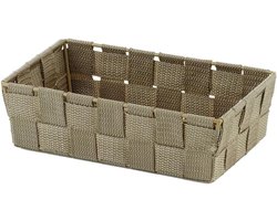 Badkamer Mand - Opbergmandje Bakje - Spullen Opbergen - Kunststof Materiaal - 230mm x 150mm - Taupe