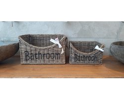 Badkamer mand set 2 Bathroom - Riet - Rattan - Rotan -Opbergen