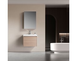 Badkamer meubel met wastafel en ruimtelijke spiegelkast