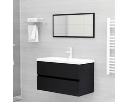 Badkamer Meubelset - Dubbele Kast - Opbergruimte Creëren - Strak Design - 80 cm Breed - Zwart