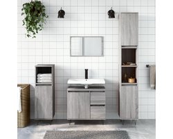 Badkamer Meubelset - Opbergkast Set - Badkamer Organiseren - Inclusief Wastafelmeubel - 3 Delig - Grijs