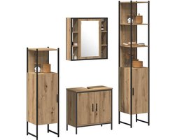Badkamer meubelset - Opslagkasten - Badkamer organiseren - 16 opbergplanken - 33 x 33 x 1855 cm - Artisan Eiken