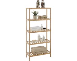 Badkamer of Keuken Rek met 5 Niveaus - Opbergrek - 130 cm Hoog en 60 cm Breed - Bamboe