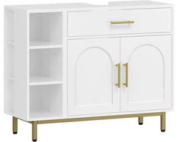 Badkamer onderkast voor wastafel – Met 1 lade, 2 deuren en verstelbaar open vak, wit, 30 x 80 x 64 cm