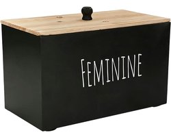 Badkamer Opbergdozen - Organisatieaccessoires Toilet - Hygiënische Opslag - Vierkante Houder - 22 x 15 cm - Zwart