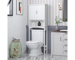 Badkamer opbergkast boven toilet met verstelbare planken, ruimtebesparend wit