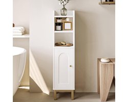 Badkamer Opbergkast - Hoekkast Toilet - Kleine Ruimte Organiseren - Verstelbare Plank - 20 x 20 x 83 cm - Wit