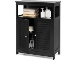 Badkamer Opbergkast - Hoge Kast - Ruimte Besparen - Verstelbare Plank - 60 x 30 x 80 cm - Zwart