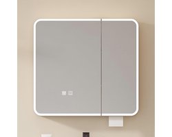 Badkamer Opbergkast - Spiegelkast Medicijnkast - Badkamer Organisatie - Slimme Ontwasemingsfunctie - 80x70cm - Zilver