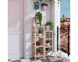 Badkamer Opbergplank 5-Tier Bamboe Rack Organizer - Multifunctionele Rek voor Woonkamer Slaapkamer Keuken - Natuurlijk Houtkleurig opbergrek