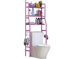 Badkamer Opbergplank - Toiletkast - Ruimte Besparen - Verstelbare Plank - 160 cm Hoog - Roze