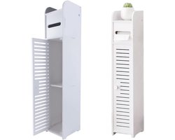 Badkamer Opbergrek - Kolomkast Staand - 3 Laags - Toiletpapierhouder - voor Badkamer, WC, Gang en Slaapkamer - Wit
