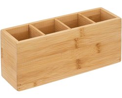 Badkamer Organizer Bamboe met 4 Vakken voor Make-up en Toilettas