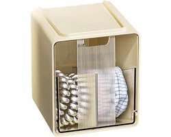 Badkamer Organizer - Opbergdoos Wattenschijfjes - Badkamer Ordenen - Stofdichte Lade - 12.5 x 10 x 10 cm - Geel