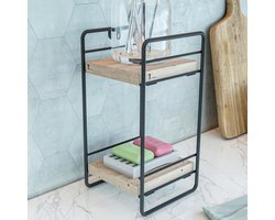 Badkamer organizer Pargas met 2 planken 26x14x13 cm zwart en naturel