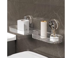 Badkamer Organizer - Plankje Kraan - Toiletartikelen Opbergen - Zonder Boren - Ruimtebesparend - Zwart