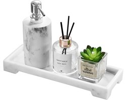 Badkamer Organizer Tray voor Zeep en Parfum, Marmeren Effect, 11 x 4 inch, Perfect voor Dresser en Toilettank, Ideaal voor Sieraden en Accessoires
