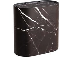 Badkamer Prullenbak - Afvalbak Deksel - Ruimte Besparen - Marmer Hout Patroon - 12 Liter - Houtkorrel