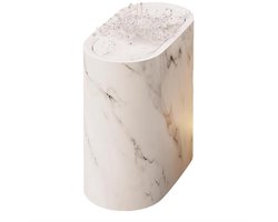 Badkamer prullenbak - Kleine afvalbak - Ruimte besparen - Elegant marmer design - 29.5 x 16 x 29cm - Wit