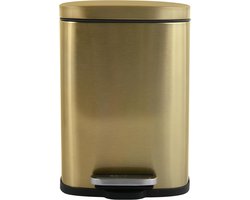 Badkamer Prullenbak met Pedal Model Akira - Hoogwaardige RVS - Stille Sluiting Easy-Close - Kleur Geborsteld Goud - 5L - Badkameraccessoires