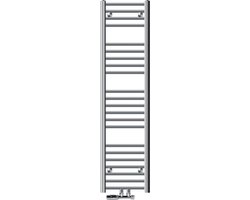 Badkamer radiator middenaansluiting 300x1400 mm chroom recht met wandaansluitset LuxeBath