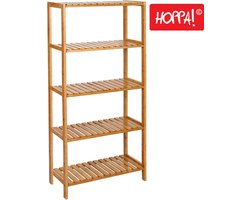 Badkamer Rek Met 5 Niveaus – Opbergrek met Verstelbare Planken – Badkamerkast - Bamboe