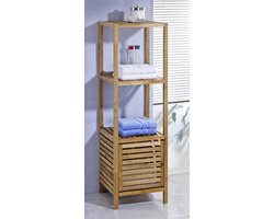 Badkamer rek met planken en kastdeur, walnoot