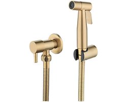 Badkamer & Sanitair Bidetkranen - RVS - Goud - Met Houder - Toiletsproeier - Handdouche - Bidet Kranen - Badkamer Accessoires - Wandmontage Badkamer Toilet Hogedrukpistoolmondstuk - Toilet Bidet Kraan Set