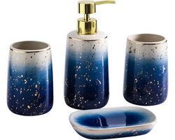 Badkamer Set - Accessoires Set - Badkamer Decoratie - Keramiek Design - 4 Delig - A
