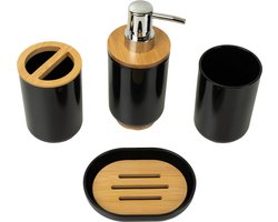 Badkamer Set - Badkamer Accessoires - Set van 4 - Zwart