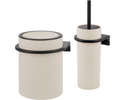 Badkamer Set - Cosmetica Emmer WC Garnituur - Hygiënisch Werken - Wandmontage Lijmen Boren - 55 Liter Inhoud - Beige