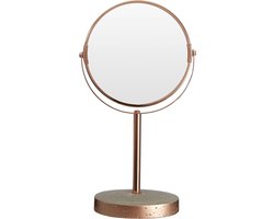 Badkamer Spiegel - Cosmeticaspiegel Draaibaar - Make-up Aanbrengen - Beton en Koper - 12 x 19 x 34 cm - Grijs/Koper