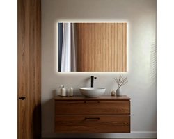 Badkamer Spiegel Rechthoek Met Led - Dubbele Touch Bediening en Anti-condens - Multicolor Spiegel Led - Badkamer Spiegel - Diamater 60×80 cm