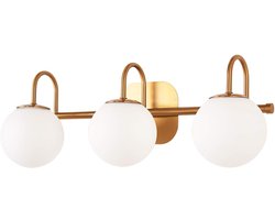 Badkamer Spiegel Voorlamp Glazen Bal 3 Lamp Retro IndustriëLe Stijl Wandlamp, Melkachtig Wit Glas Lampenkap, Indoor Wandverlichting, G9 Lamphouder, Geschikt Voor Kaptafel, Kleedkamer