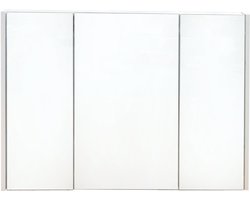 Badkamer spiegelkast 90x65x12 cm wit marmerlook met 3 deuren wandmontage badkamerkast met spiegel